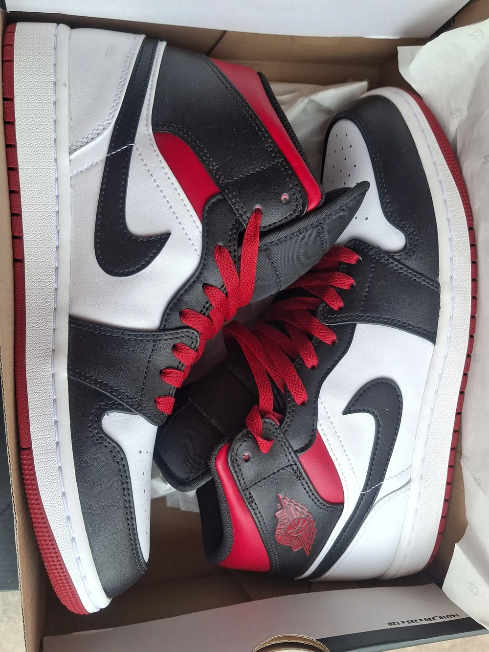 Jordan Mid/High-Top Sneakers in Black White Red